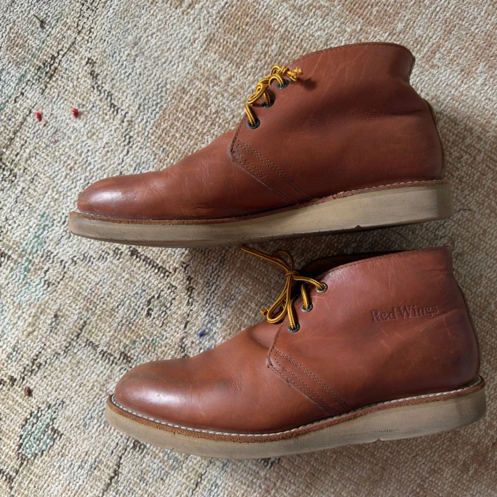 Red Wing 595 Chukka Boots Mens 10 D Brown Leather Vibram Wedge Sole Made in USA